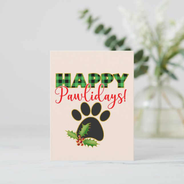 Postal Navidades Pawliday | Feliz feriado para el perro (Anverso de pie)
