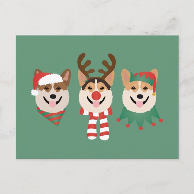 Postal Navidades Pembroke Welsh Corgi Dogs (Anverso)
