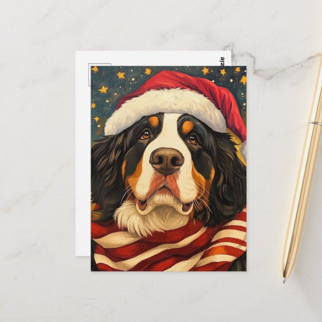 Postal Navidades Perro de montaña Bernese (Anverso/Reverso In Situ)