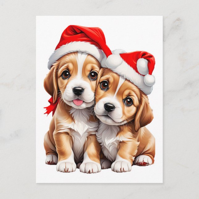 Postal Navidades Perros Cachorros (Anverso)