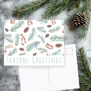 Postal Navidades PERSONALIZADOS botánicos de acuarela