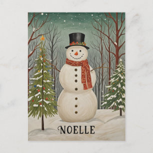 Postal Navidades personalizados de la escena nevada de Fr