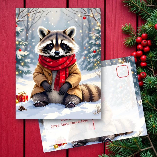 Postal Navidades personalizados de mapache (Subido por el creador)