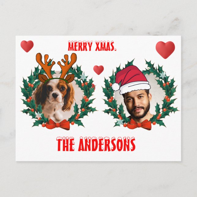 Postal Navidades personalizados enfrentan a renos cortado (Anverso)