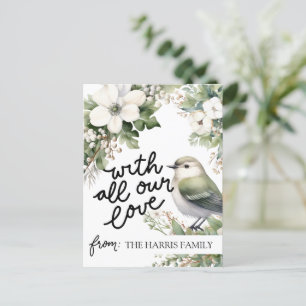 Postal Navidades personalizados Flores y Aves - Todo nues