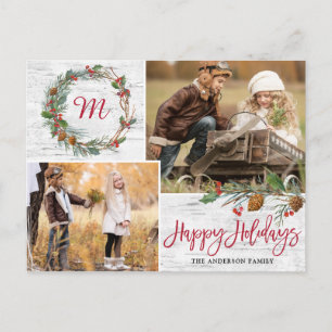 Postal Navidades Pine Cones 2 FOTOS Feriado de la corteza