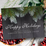 Postal Navidades Pine Tree Felices Fiestas Saludos<br><div class="desc">El logotipo de su empresa se puede añadir aquí: http://www.zazzle.com/selectpartysupplies</div>
