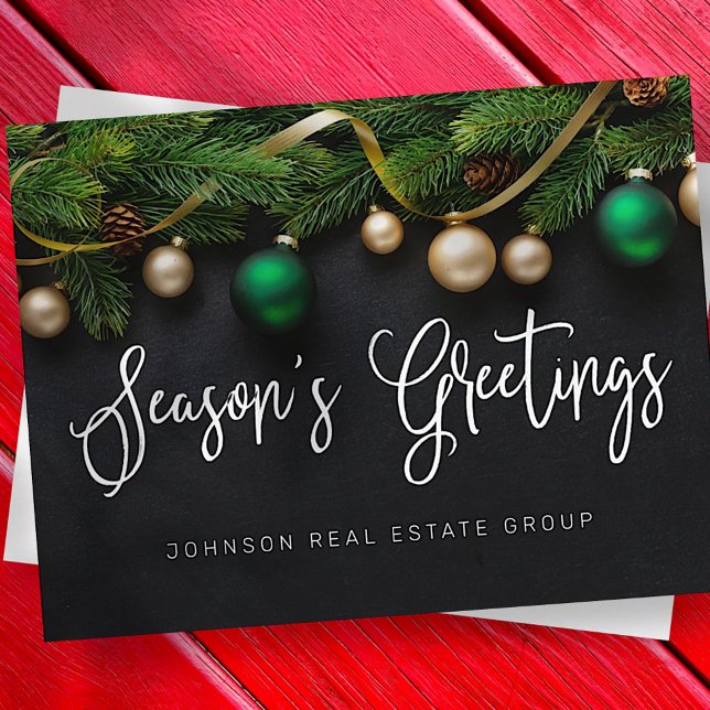 Postal Navidades Pine Tree y Balls Season's Greetings (Subido por el creador)