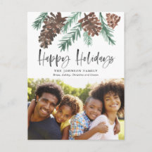 Navidades Pinecone acuarela foto de vacaciones