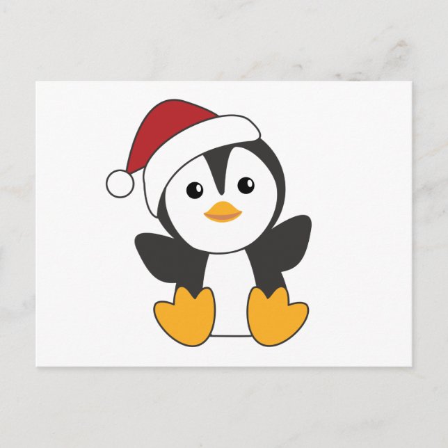 Postal Navidades pingüinos nevan animales de invierno pin (Anverso)