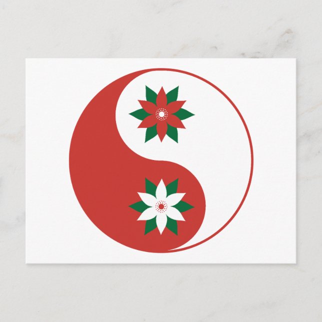 Postal Navidades Poinsettia Yin Yang (Anverso)