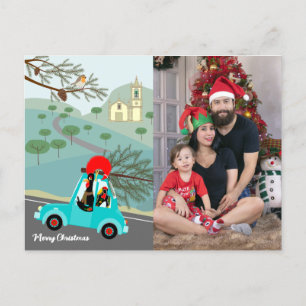 Postal Navidades portugueses de gallos en viaje festivo p