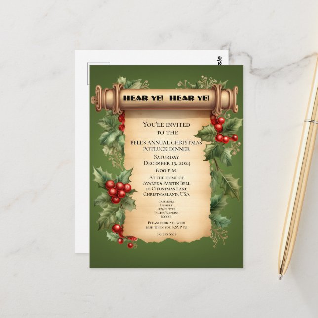 Postal Navidades Potluck Dinner Old World Scrotat (Anverso/Reverso In Situ)