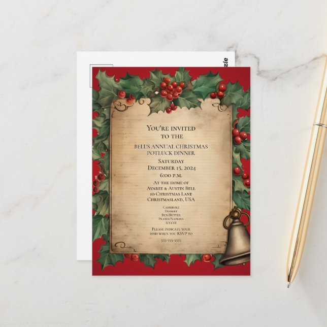 Postal Navidades Potluck Dinner Old World Scrotat (Anverso/Reverso In Situ)