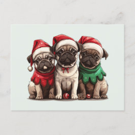 Postal Navidades Pug Dogs