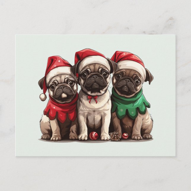 Postal Navidades Pug Dogs (Anverso)