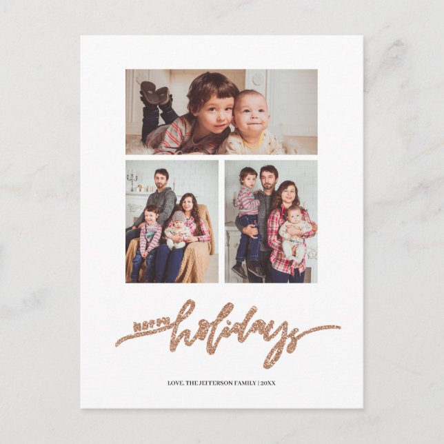 Postal Navidades Purpurinas Rosegold 3 vacaciones de Coll (Anverso)