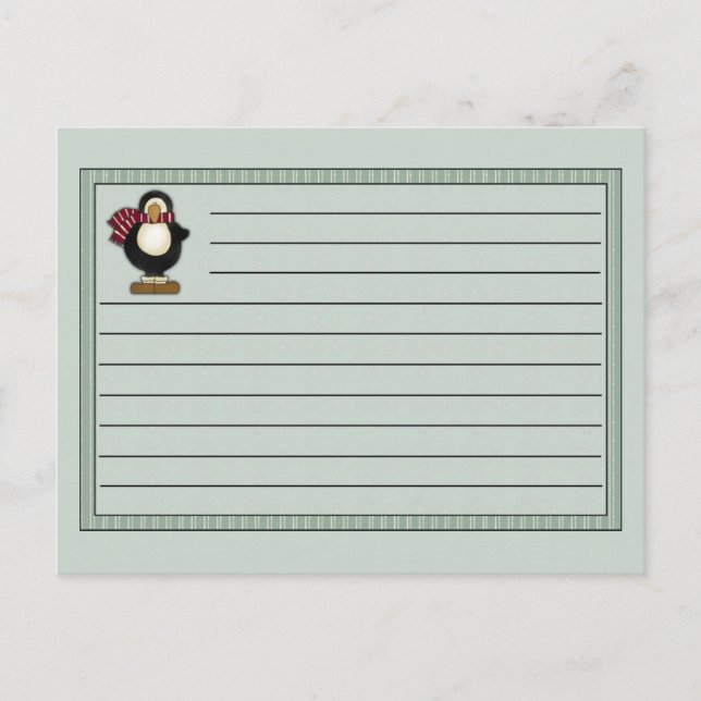 Postal Navidades Receta de pingüino Notecard (Anverso)