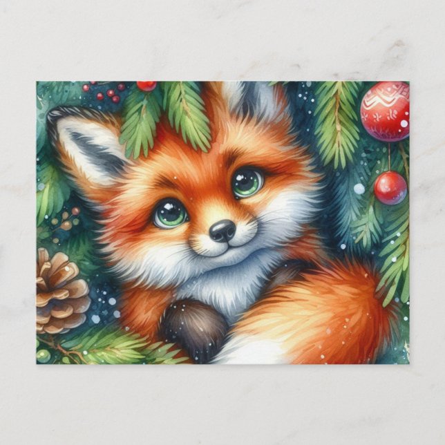 Postal Navidades Red Fox Postcard (Anverso)