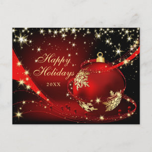 Postal Navidades Red Gold Sparkle prohíben el saludo corp