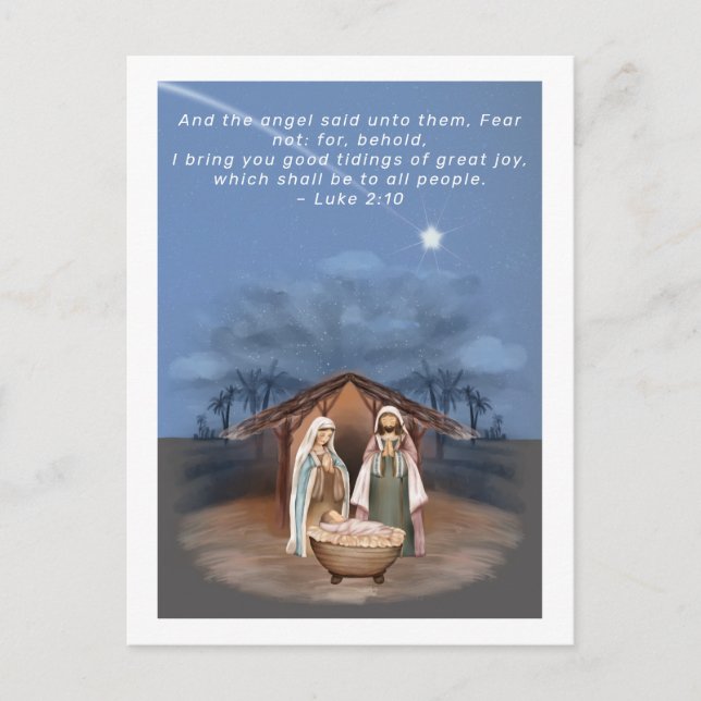 Postal Navidades religiosos Natividad Escena y Escritura (Anverso)