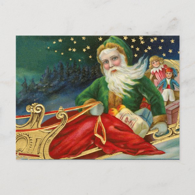 Postal Navidades retro de la época Santa Claus (Anverso)