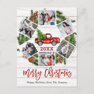 Postal Navidades Retro Red Farm Truck Holiday 6 Foto