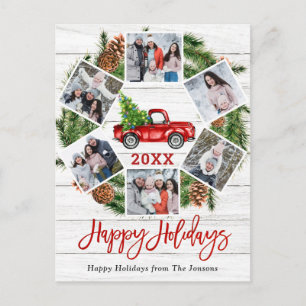Postal Navidades Retro Red Farm Truck Holiday 6 Foto