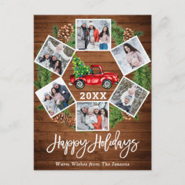 Postal Navidades Retro Red Farm Truck Holiday 6 Foto