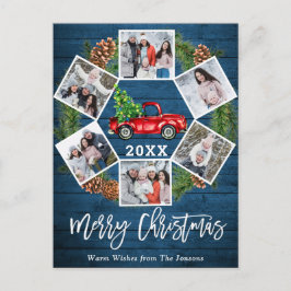 Postal Navidades Retro Red Farm Truck Saludo 6 Foto