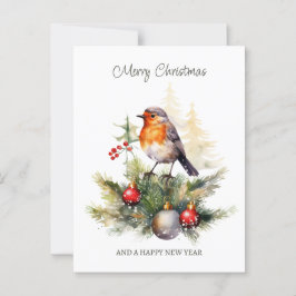 Postal Navidades Robin Pine Baubles