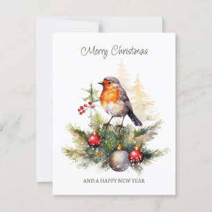 Postal Navidades Robin Pine Baubles