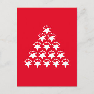 Postal Navidades Rojo blanco ahora Árbol de estrellas