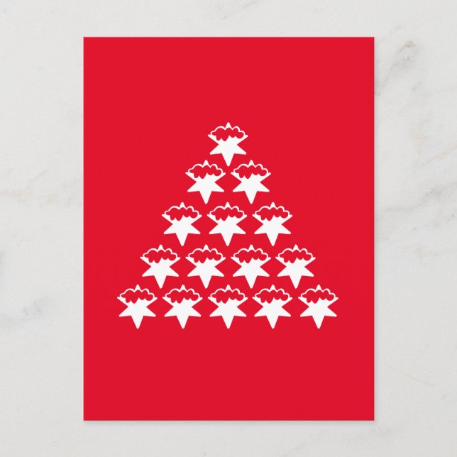 Postal Navidades Rojo blanco ahora Árbol de estrellas (Anverso)