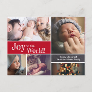Postal NAVIDADES ROJOS Anuncio de nacimiento de bebé Grac