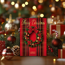 Postal Navidades rojos clásicos de plástico rojo con corr