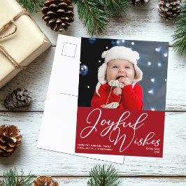 Postal Navidades rojos con alegres deseos de festividad f