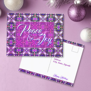 Postal Navidades rosados de paz y alegría