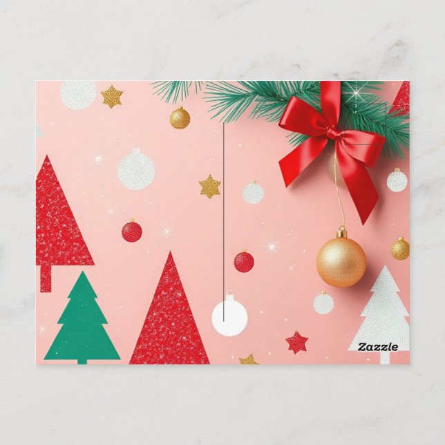 Postal navidades rosados simples prefieren cajas (Reverso)