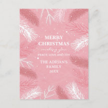 Navidades rosas con hojas de pino