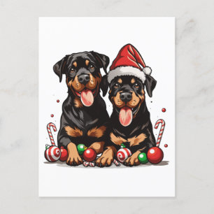 Postal Navidades Rottweiler Dog Santa