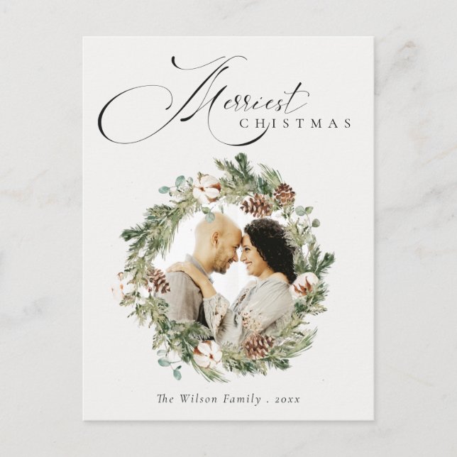 Postal Navidades Rústicos De Cono De Algodón Foto De Wrea (Anverso)