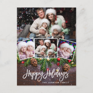 Postal Navidades Rústicos De Los Cones De Pino Para Fotos