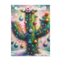 Navidades Saguaro Cactus Whimsical Snowflakes