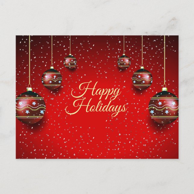 Postal Navidades saludan las vacaciones de invierno rojas (Anverso)