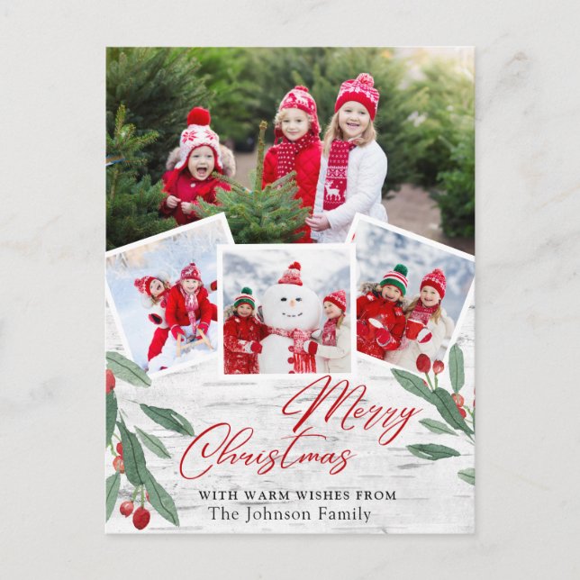 Postal Navidades Saludo de feriado por la foto de Birch B (Anverso)