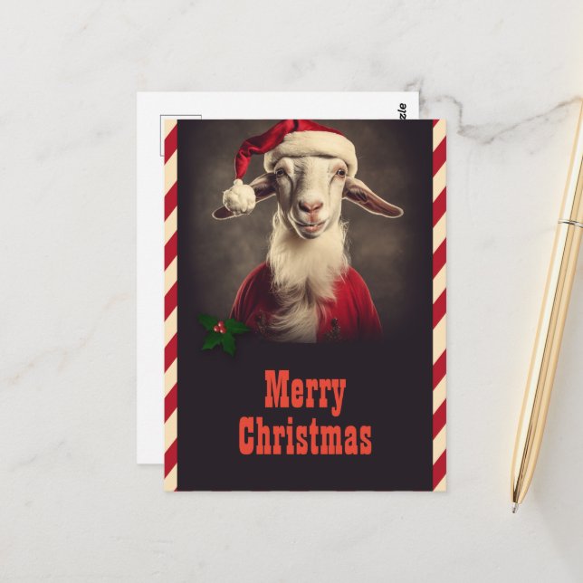 Postal Navidades Santa claus Goat (Anverso/Reverso In Situ)