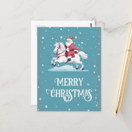 Postal Navidades Santa Claus y Personalizado de caballos