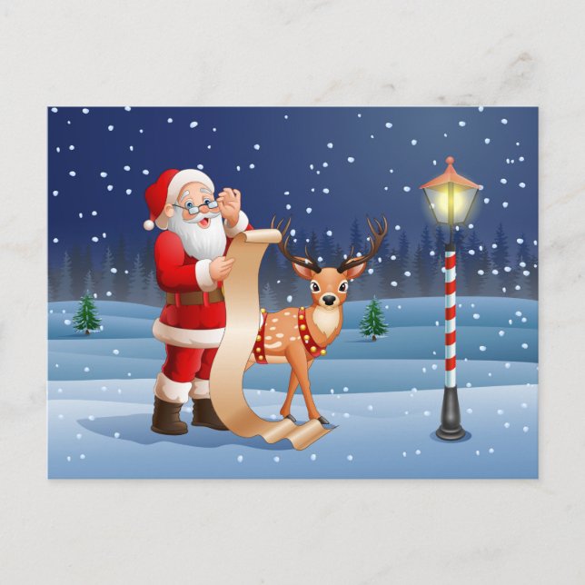 Postal Navidades Santa Claus Y Renos (Anverso)