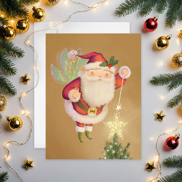 Postal Navidades Santa Fairy Postcard
